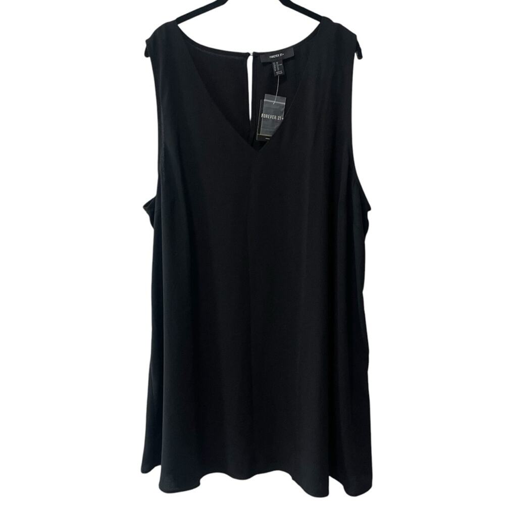 Forever 21 Sleeveless V Neck A Line Keyhole Back Dress Black Size 3X Plus Size
